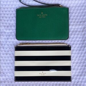 Kate Spade Green Wristlet and Black Striped Clutch
